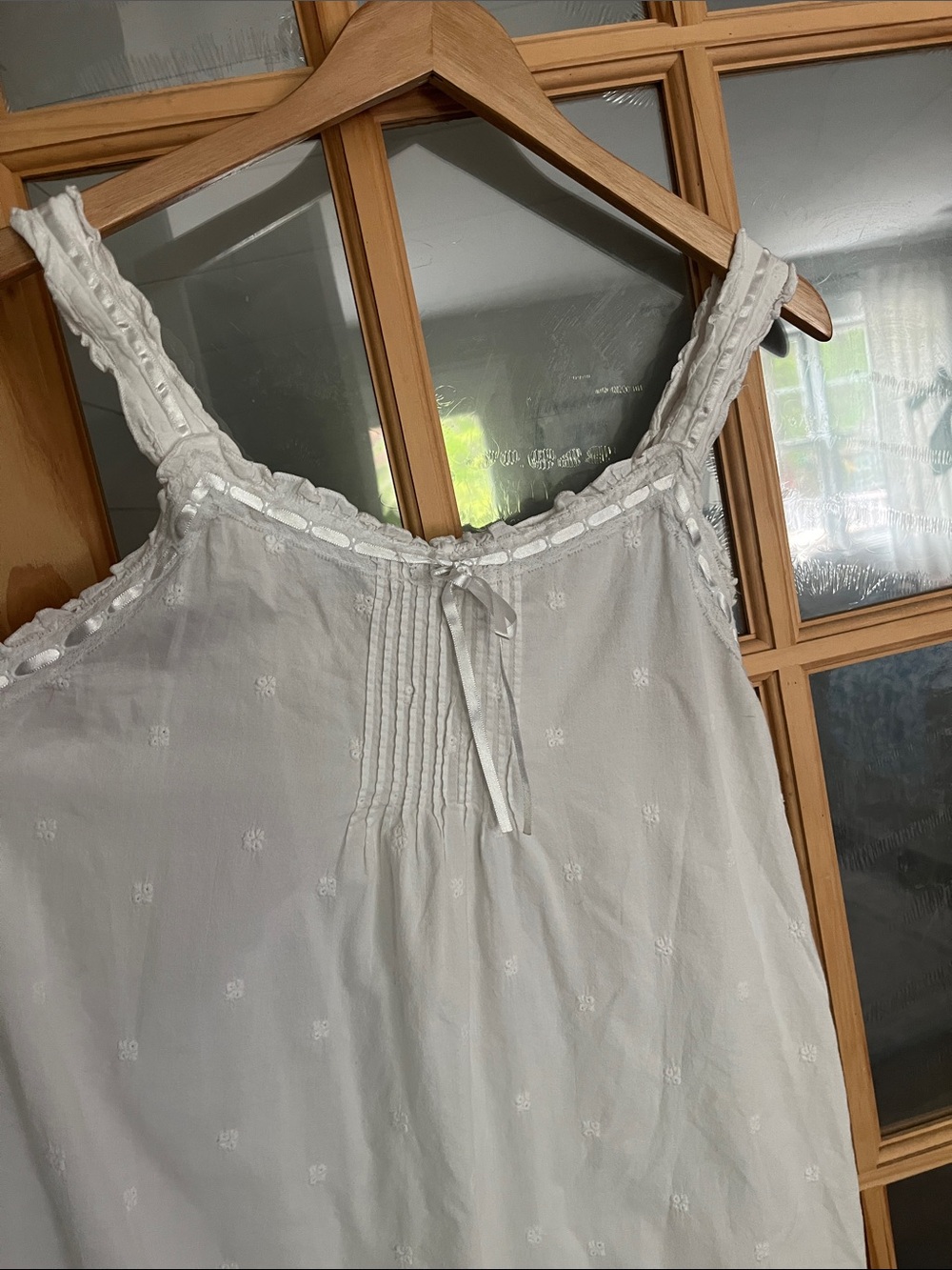 Saint Tropez west 100% cotton eyelet chemise nightgown, Sz large, cottagecore - Picture 2 of 6